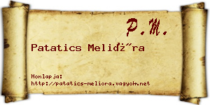 Patatics Melióra névjegykártya